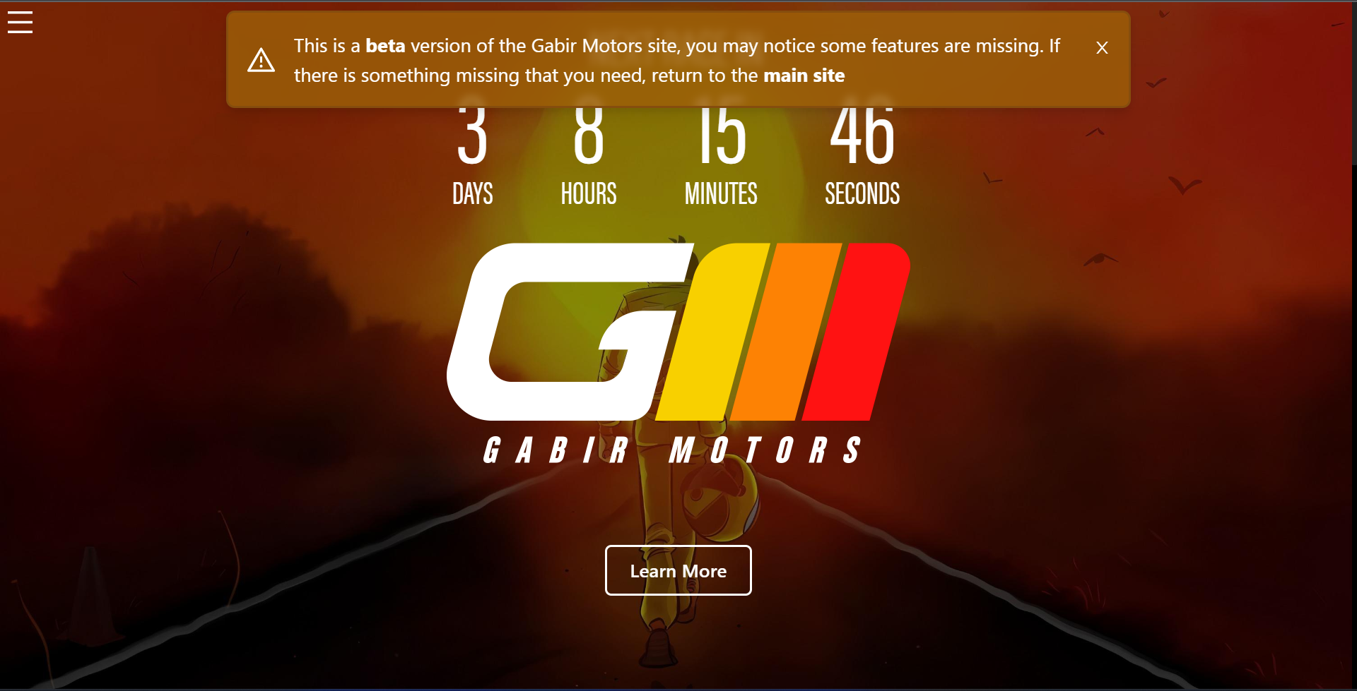 The Gabir Motors landing page