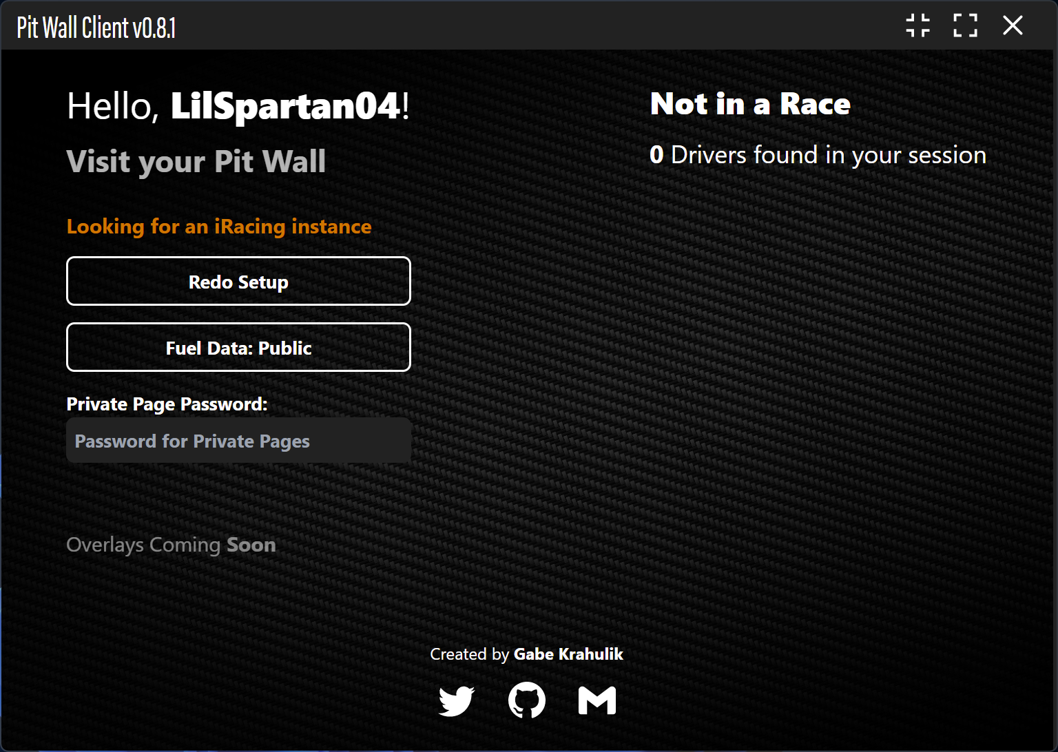 A screenshot of the Pit Wall desktop app