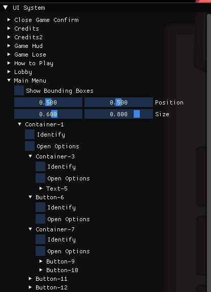 ImGUI editor for the main menu
