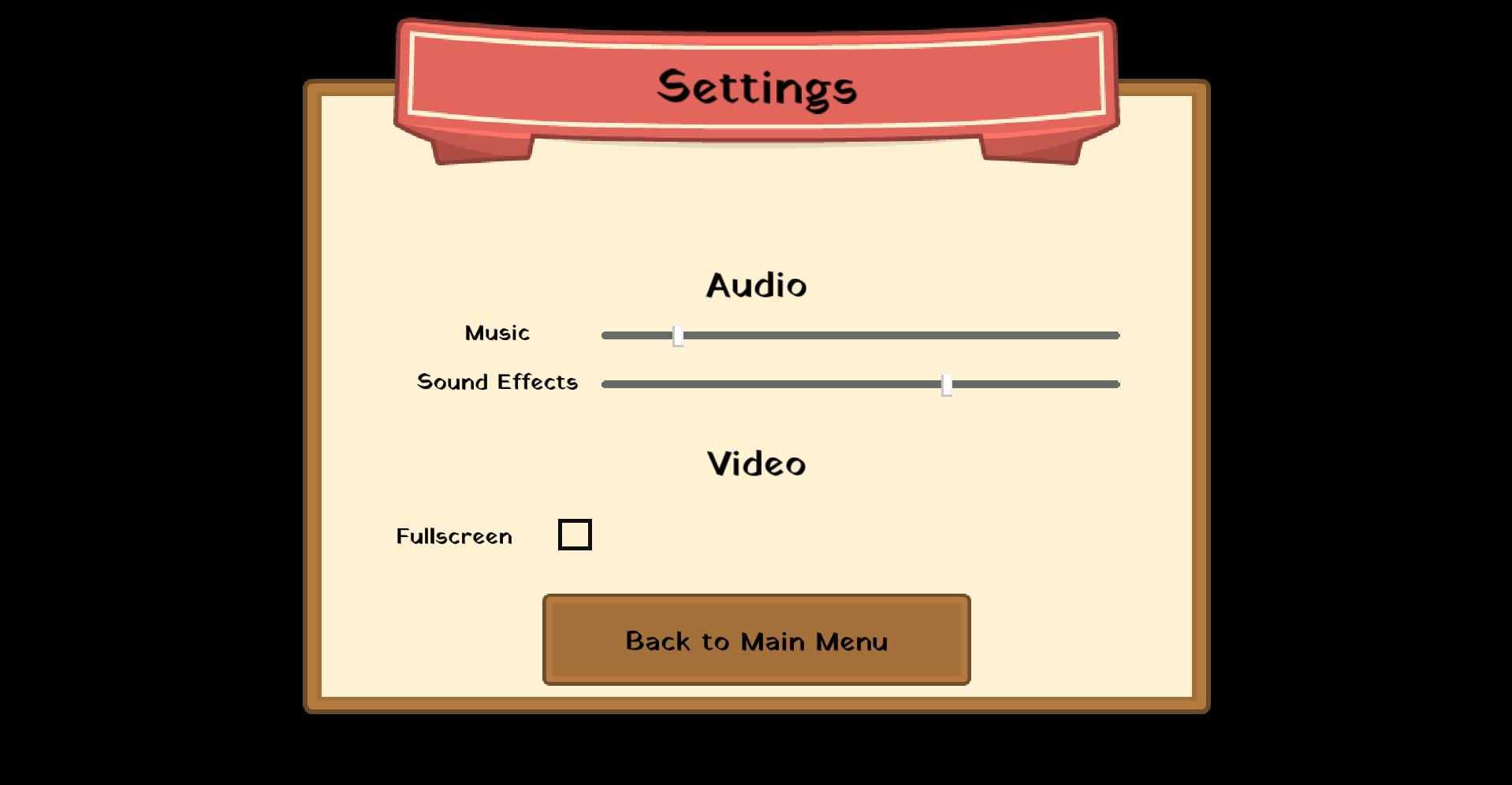 The in game settings menu, showcasing multiple layout directions