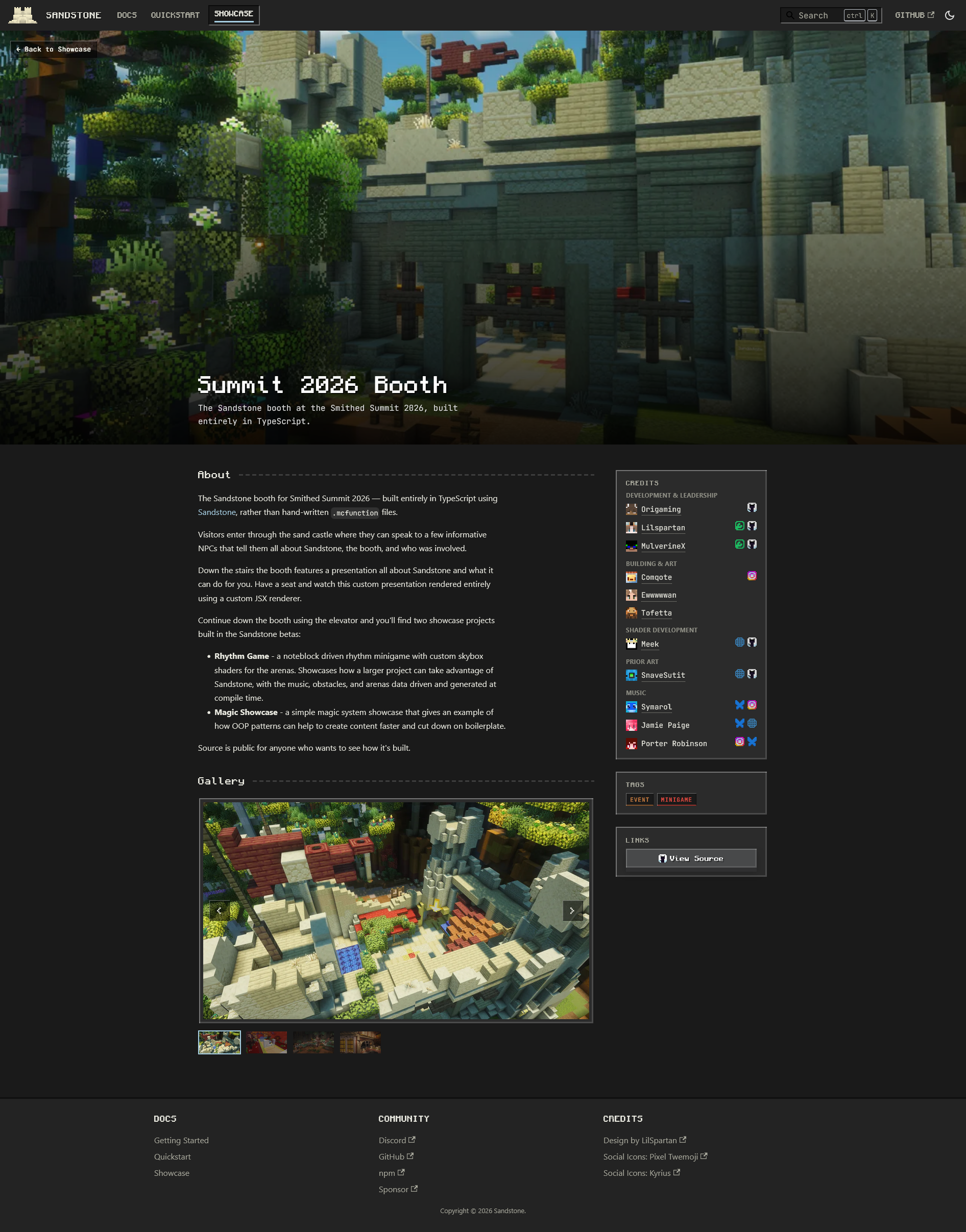 The Summit 2026 Booth project page, hero image, description, credits sidebar, and gallery carousel